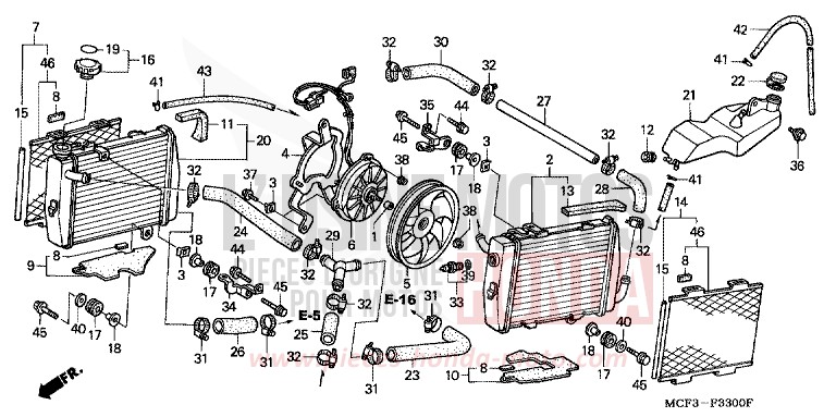 RADIATOR (VTR1000SPY/1) for VTR1000 SP-1 ACCURATE SILVER METALLIC (NH146) from 2001